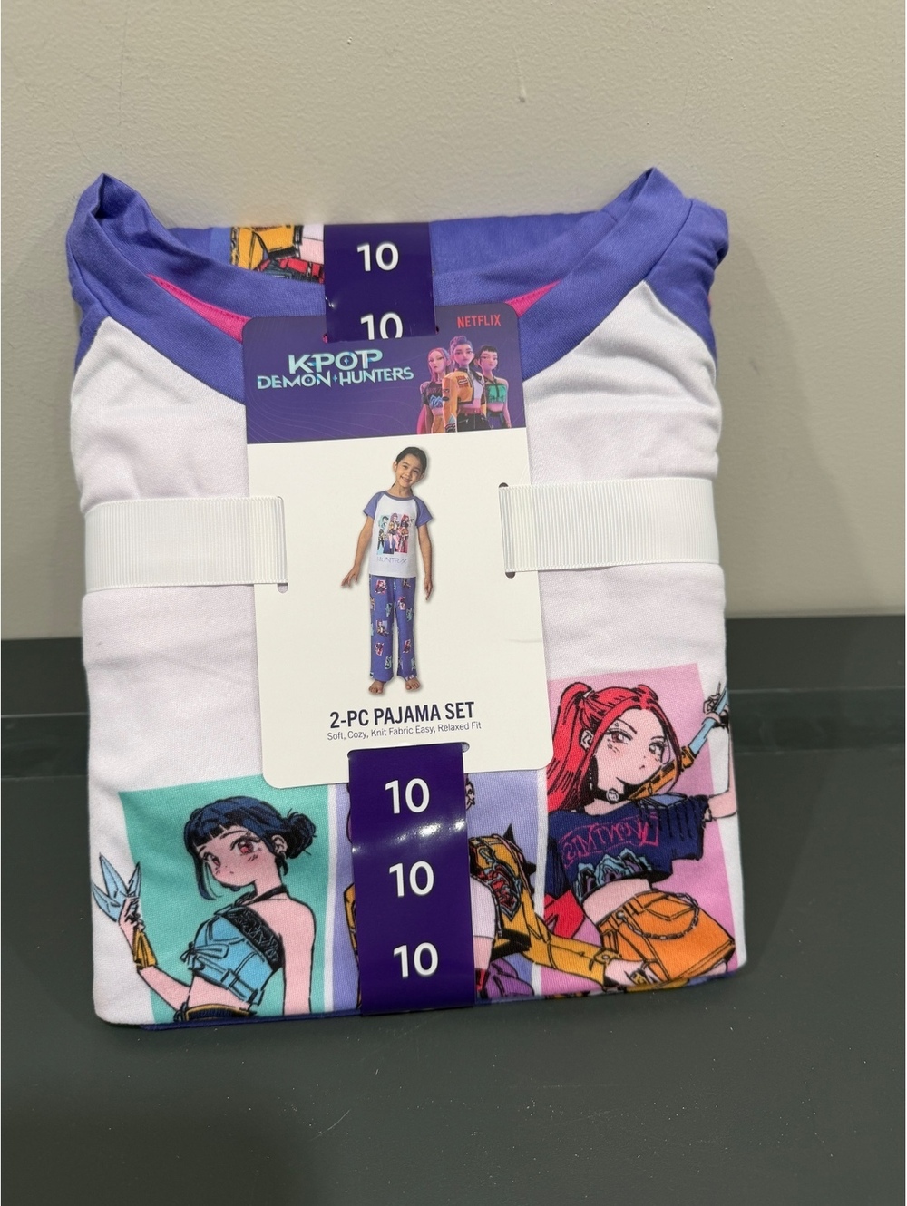KPop Demon Hunters Girls 2-Piece Pajama Set Purple Size 10 Netflix Sleepwear NWT